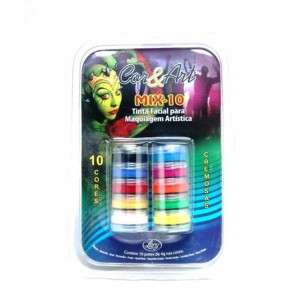 PINTURA FACIAL CREMOSA 10 CORES ROSTINHO PINTADO