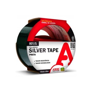 FITA ADESIVA SILVER TAPE PRETA 45MMx5M ADERE
