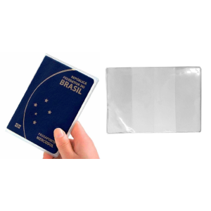CAPA PARA PASSAPORTE 130X190 PVC CRISTAL COM 3 PEÇAS PLASTPARK