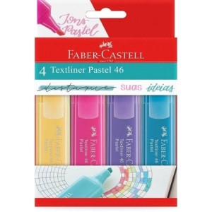 MARCA TEXTO PASTEL TEXTLINER 4 CORES MT/15464 FABER CASTELL