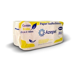 PAPEL TOALHA BRANCO BOBINA COM 8 ROLOS AZEPEL