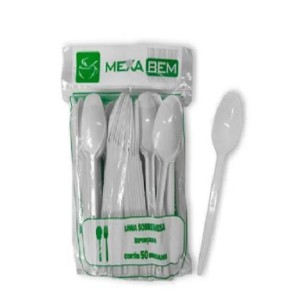 COLHERES PLÁSTICAS DESCARTÁVEIS BRANCA PARA SOBREMESA COM 50 MEXABEM