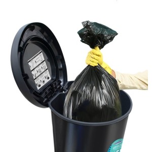 CESTO DE LIXO PLÁSTICO COM PEDAL E BORDA 45 LITROS LABEL INOX ARQPLAST