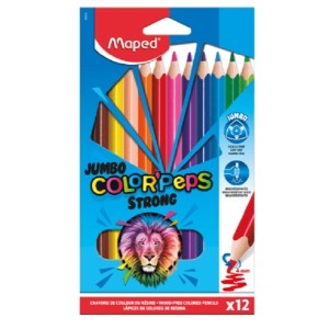 LÁPIS JUMBO COM 12 CORES PEPS STRONG MAPED