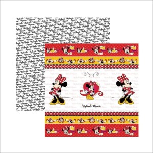 FOLHA SCRAPBOOK DECORADA MINNIE MOUSE 1 FITAS E RÓTULOS REF.19297 TOKE E CRIE