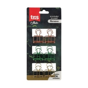 BINDER CLIPS HOLIC MINERAL COM 6 UNIDADES TRIS
