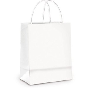 SACOLA DE PAPEL BRANCA 12 X 8,5 X 22 CM REF.155 ZAGAROLLO