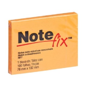 BLOCO ADESIVO 76x102 LARANJA 100FLS NOTE FIX 3M