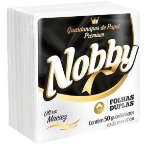 GUARDANAPO BRANCO 21x22 FOLHA DUPLA C/50 NOBBY