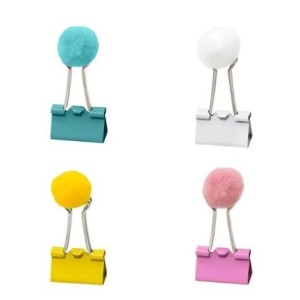BINDER CLIPS 25MM POMPOM C/4 UNIDADES BRW