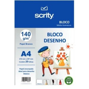 BLOCO DE DESENHO A4 150G BRANCO 20FLS PÁGINA BRASIL