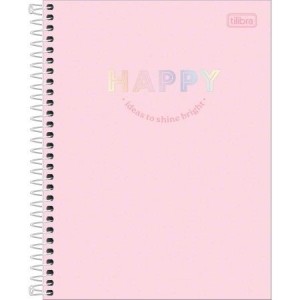CADERNO 80FLS 1 MATÉRIA COLEGIAL CAPA DURA ESPIRAL HAPPY TILIBRA
