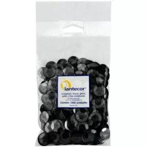 LANTEJOULA 10MM PRETA SACO 100G LANTECOR