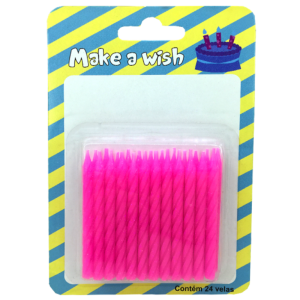 VELA ESPIRAL GLITTER ROSA POPPER